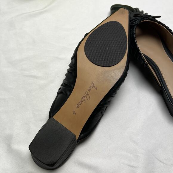 Sam Edelman Julia Black Leather Ruched Pointed Toe Bow Detail Mules Size 9.5 - Picture 8 of 10